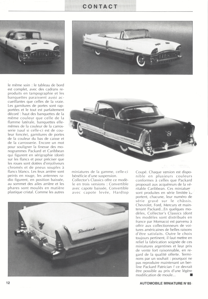 Facsimil de la página 12 de la revista Automobile Miniature - Nro. 85 - 1991 - Francia