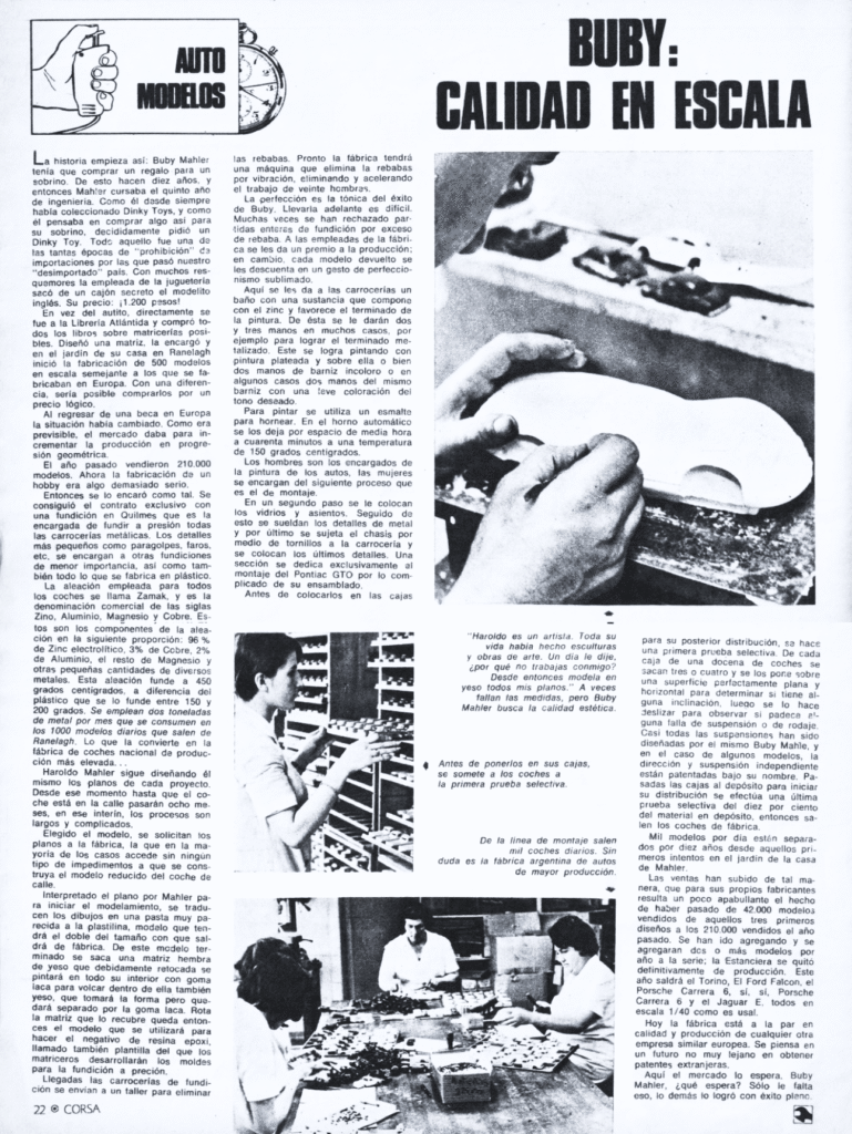 Facsimil de la página 22 de la revista Parabrisas Corsa - Nro. 57 - Mayo - 1967 - Argentina