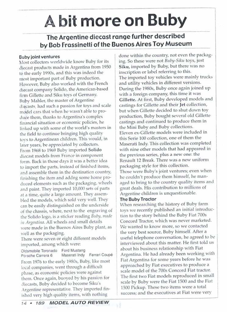 Facsimil de la página 14 de la revista Model auto review - Nro. 189 - Febrero - 2005 - Reino Unido