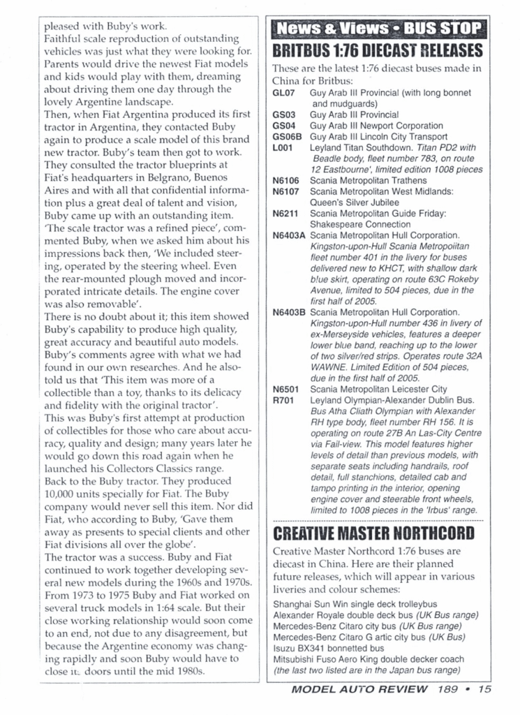 Facsimil de la página 15 de la revista Model auto review - Nro. 189 - Febrero - 2005 - Reino Unido